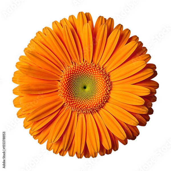 Obraz Vibrant orange gerbera daisy in full bloom showcasing its beauty and elegance against a clean white background