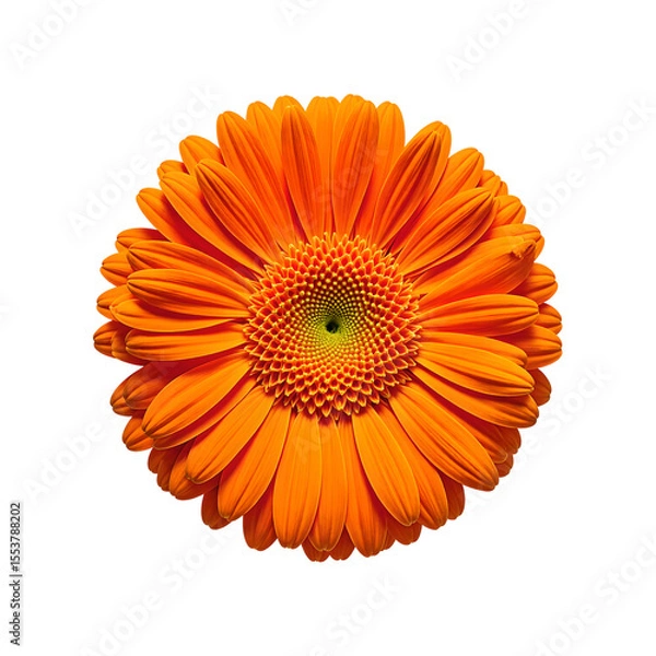 Obraz Vibrant orange gerbera daisy in full bloom showcasing its beauty and elegance against a clean white background