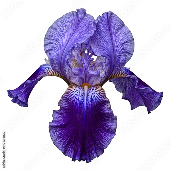 Obraz Close up of a vibrant purple iris flower with intricate veining beautifully isolated on a white background