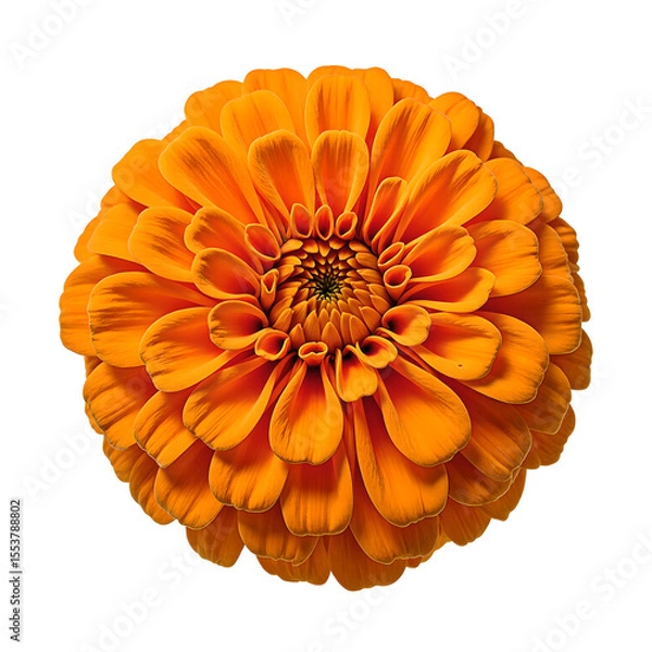 Obraz Vibrant orange marigold bloom showcasing dense layers of delicate petals artfully centered and set against a clean white backdrop