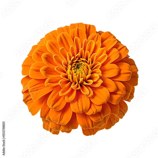 Obraz Vibrant orange marigold bloom showcasing dense layers of delicate petals artfully centered and set against a clean white backdrop