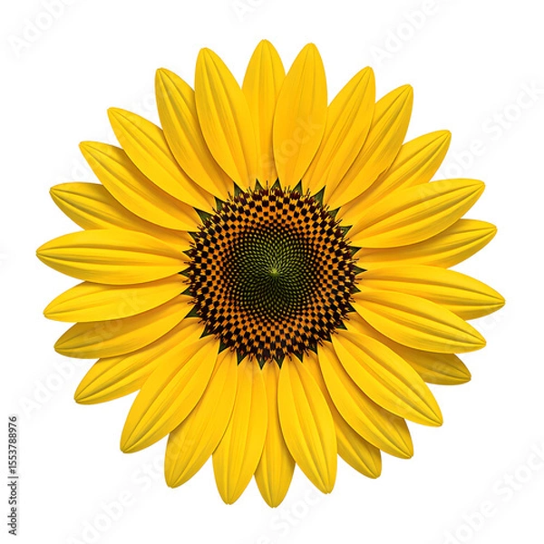 Obraz Vibrant yellow sunflower with detailed center standing out against a crisp white background A symbol of beauty and sunshine