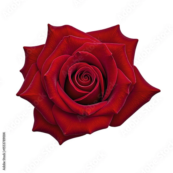 Obraz Vibrant red rose in pristine bloom captured elegantly against a clean white backdrop Ideal for expressing love and romance in a simple yet powerful way