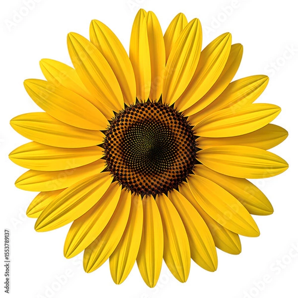 Obraz Vibrant yellow sunflower with detailed center standing out against a crisp white background A symbol of beauty and sunshine