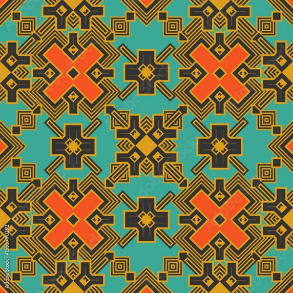 Fototapeta Seamless pattern with complex intertwined ornament. Vector illustration