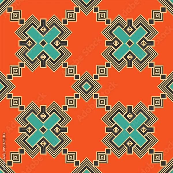 Fototapeta Seamless pattern with decorative interlacing ornament. Vector illustration
