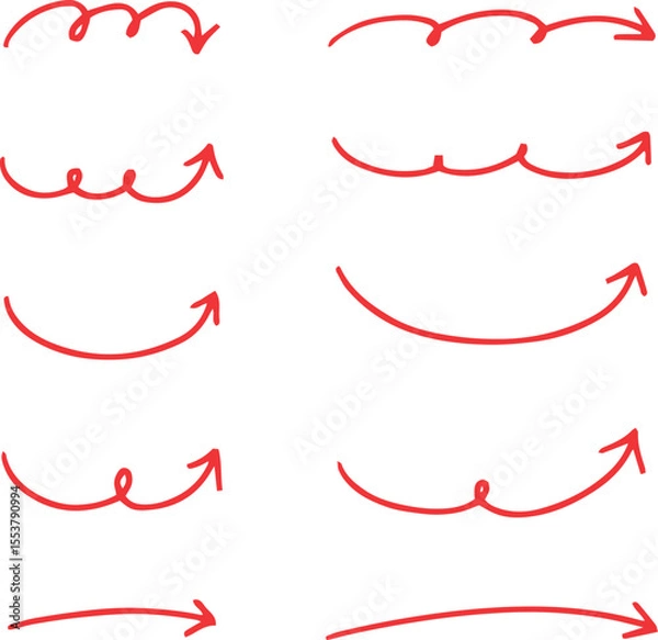 Fototapeta Line art sketch arrow decoration element icon set vector illustration