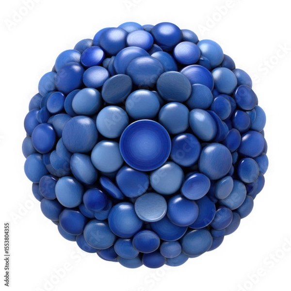 Obraz Abstract sphere composed of numerous blue circular elements isolated on transparent background