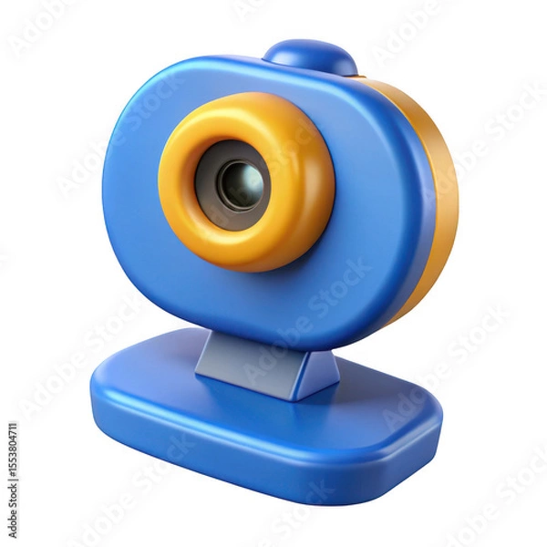 Obraz 3d rendered blue and orange webcam isolated on transparent background