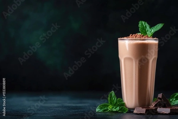 Fototapeta Vanilla Chocolate Smoothie with Cookie Dust
