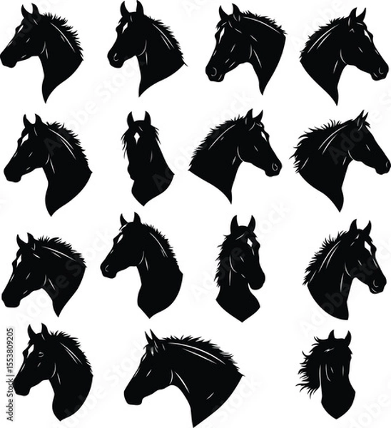 Obraz Modern Horse Head Silhouette Icon Collection in Vector