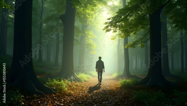 Obraz Tranquil Walk Amidst Towering Trees