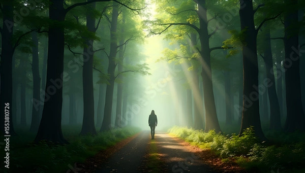 Obraz Ethereal Light in the Tranquil Forest