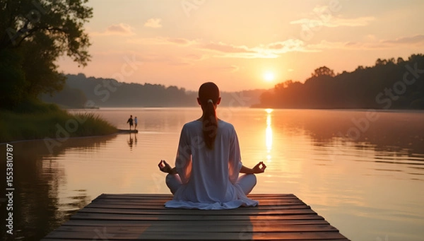 Obraz Quietude and Balance: Meditation at the Water's Edge