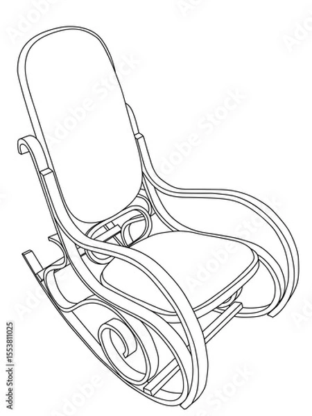 Obraz Rocking chair line art vector illustration