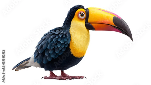 Fototapeta Vibrant kachanov cartoon portrait of an oversized toucan bird with striking colors and unique features