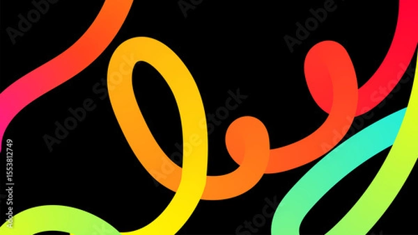Fototapeta Set of vector graphic elements. Abstract shapes with smooth wavy lines, bright colors and gradient transitions.