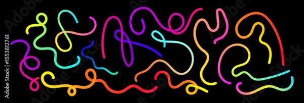 Fototapeta Set of vector graphic elements. Abstract shapes with smooth wavy lines, bright colors and gradient transitions.