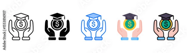 Obraz Scholarship icon set with multiple style collection