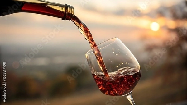 Fototapeta pouring red wine into glass