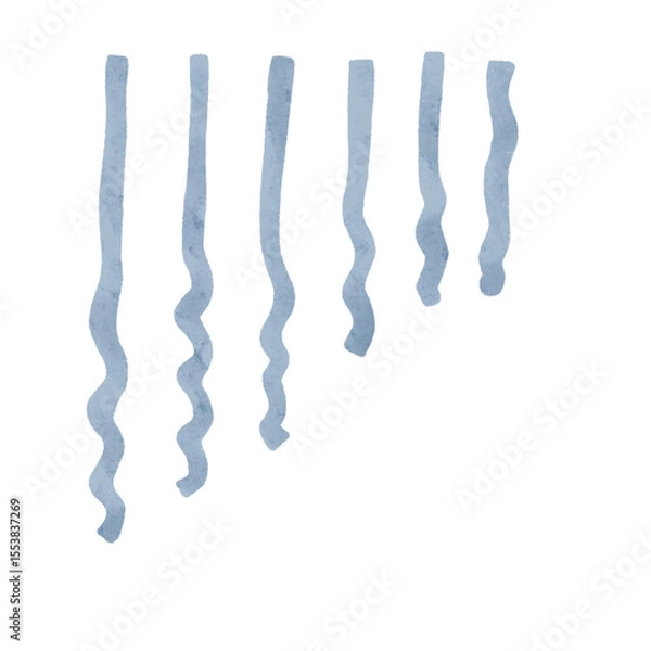 Fototapeta あしらい　縦線どんより　水彩風手描きイラスト