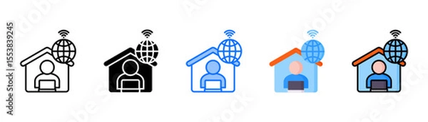 Obraz Remote Working icon set with multiple style collection