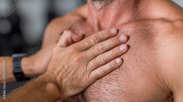 Fototapeta Hands press a patientâ€™s chest during CPR, demonstrating critical first aid skills for cardiac emergencies