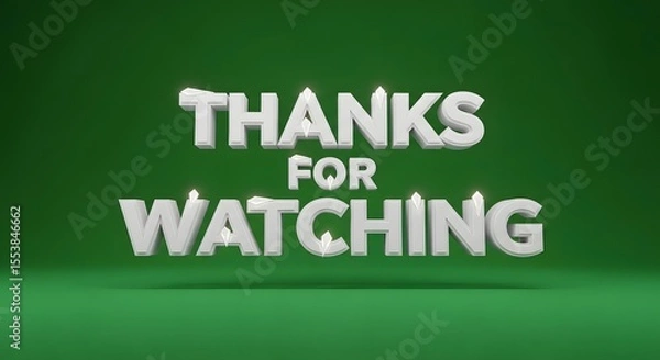 Fototapeta Thanks for Watching Message on Green Background