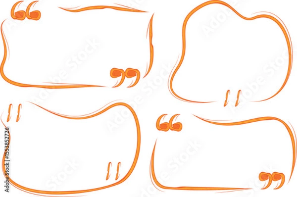 Fototapeta orange colorful creative outline quotes frames set