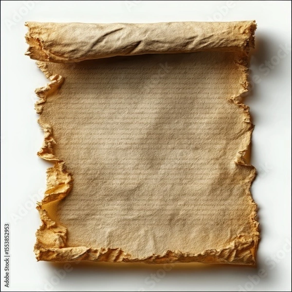 Fototapeta realistic illustration of a piece of parchment paper, slightly aged with a rough texture and yellowed edges