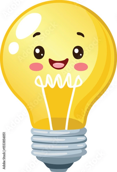 Fototapeta Cheerful Lightbulb with a Spark and a Playful Smirk