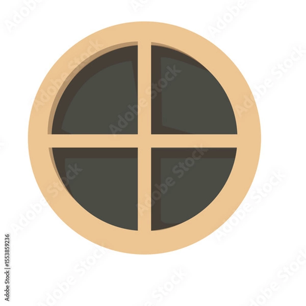 Obraz Round attic window. Vector illustration isolated on white background.