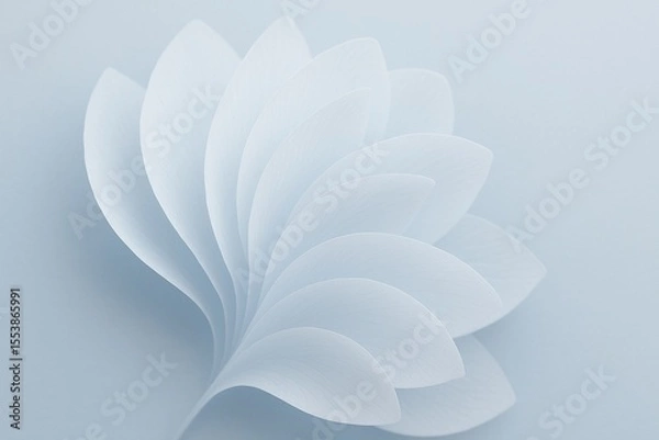 Obraz Abstract minimalist paper flower in clean white and blue tones for modern design