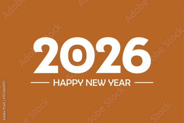 Fototapeta 2026 Happy New Year Text on Brown Background with Horizontal Lines vector