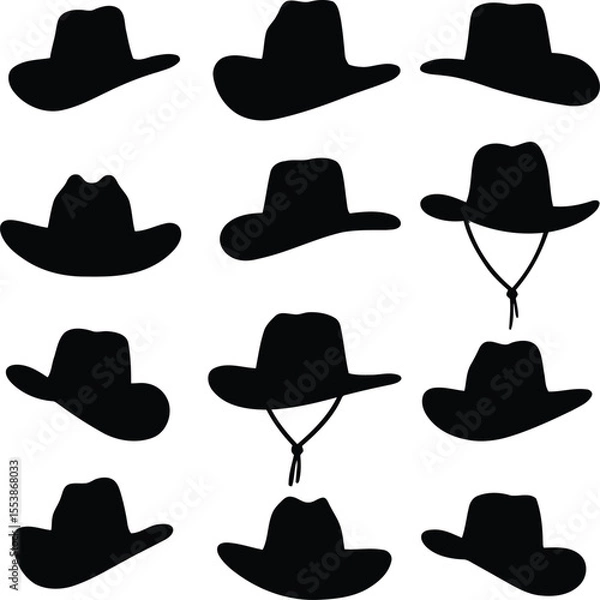 Obraz Collection of Cowboy Hat Silhouette Logotype in Vector Format
