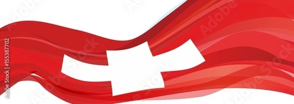 Fototapeta Flag of Switzerland, red flag with a white cross of the Swiss Confederation