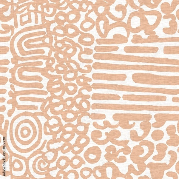 Fototapeta Calm minimal shape seamless pattern. Gender neutral baby nursery decor background. Scandi style sketch wallpaper in decorative kid fashion swatch. 