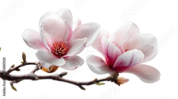 Fototapeta Delicate magnolia blossoms on a branch.