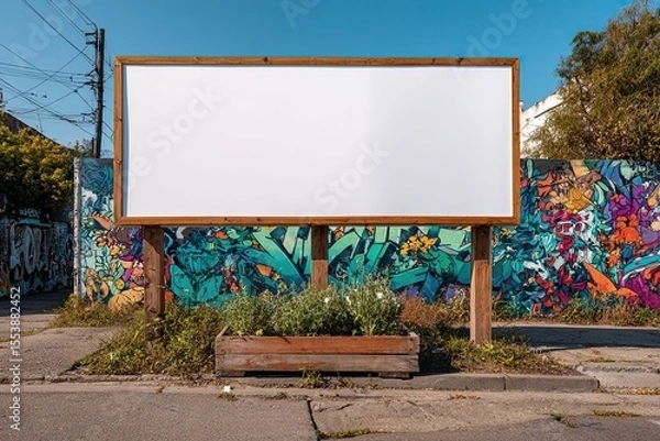 Obraz Blank Sign with Graffiti Art, perfect for advertising space.