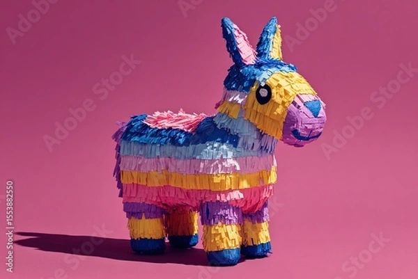 Obraz Colorful donkey pinata against a pink background, studio shot | volcanic eruption
