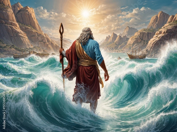 Fototapeta Moses parting the Red Sea