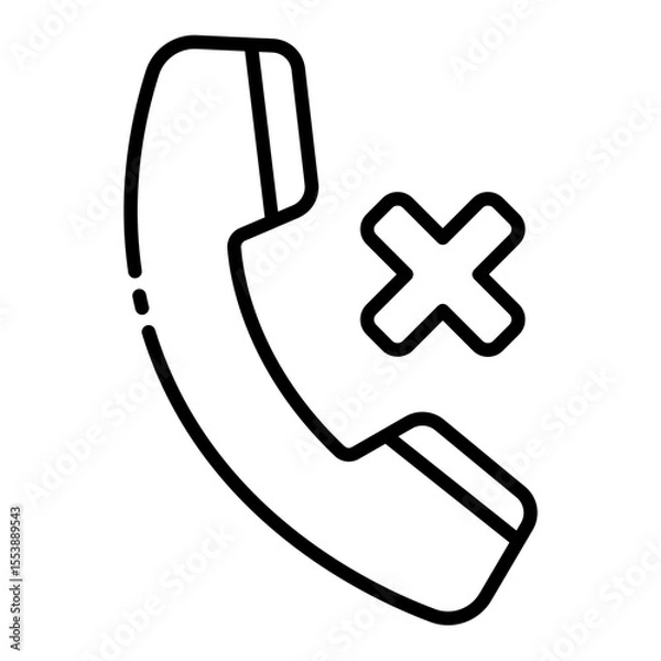 Obraz rejected call outline icon for denied phone communication