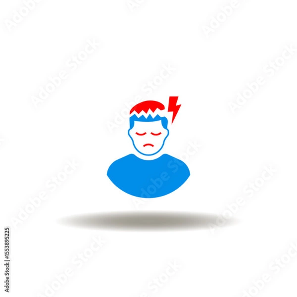 Fototapeta Vector illustration of angry or furious person (man) with head explosion and lightning. Symbol of nervous breakdown.