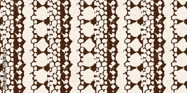 Fototapeta Calm scribble shape minimal shape seamless border pattern. Gender neutral baby nursery natural brown linen banner background. Scandi style sketch doodle wash tape edging trim. 