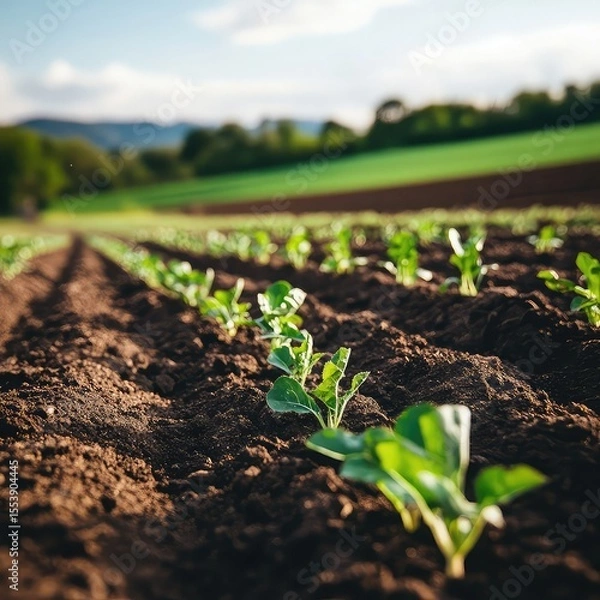 Fototapeta Eco-Friendly Fertilizers for Farms based on organic, slow-release methods and natural ingredients that reduce environmental impact while enhancing soil health and crop yields