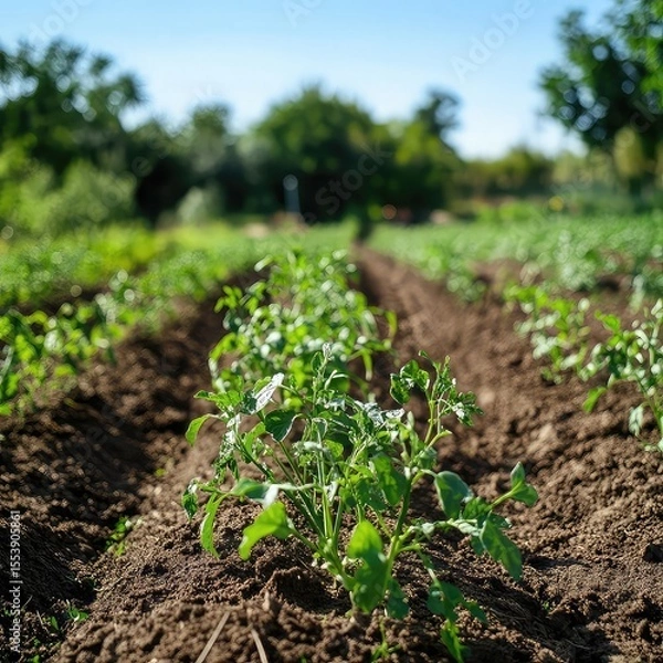 Fototapeta Eco-Friendly Fertilizers for Farms based on organic, slow-release methods and natural ingredients that reduce environmental impact while enhancing soil health and crop yields