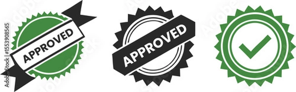 Fototapeta Approved Stamps in Green and Black Circular Badge Style