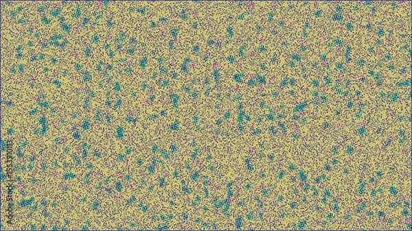Fototapeta Abstract organic pattern with scattered dots and flowing lines in yellow and blue
