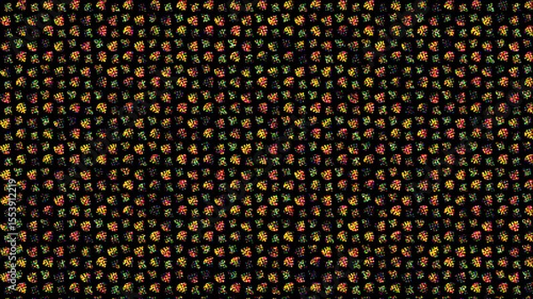 Fototapeta Abstract colorful organic shapes pattern on a black background