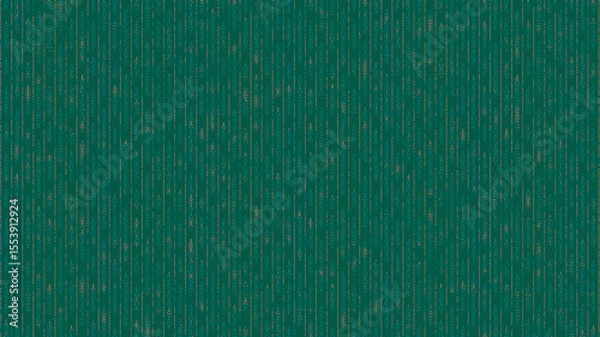 Fototapeta Abstract vertical lines with colorful dots and leaf like shapes on a dark green background